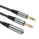 Аудіокабель HOCO UPA21 2-in-1 3.5 headset audio adapter cable(female to 2*male) 0.25m Metal Gray (6931474766816)