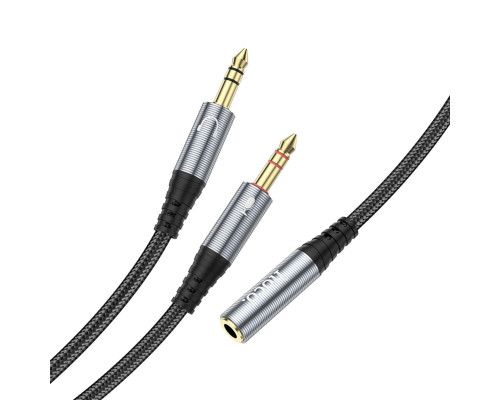 Аудіокабель HOCO UPA21 2-in-1 3.5 headset audio adapter cable(female to 2*male) 0.25m Metal Gray (6931474766816)