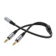 Аудіокабель HOCO UPA21 2-in-1 3.5 headset audio adapter cable(female to 2*male) 0.25m Metal Gray (6931474766816)