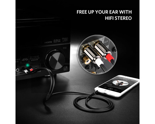 Аудіокабель UGREEN AV116 3.5mm Male to 2RCA Male Cable 5m Black (UGR-10591)