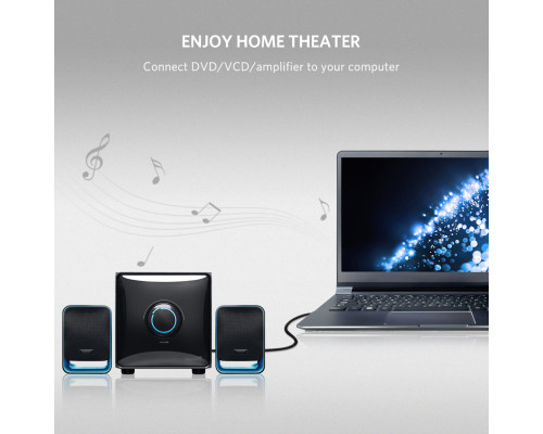 Аудіокабель UGREEN AV116 3.5mm Male to 2RCA Male Cable 5m Black (UGR-10591)