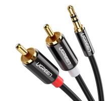 Аудіокабель UGREEN AV116 3.5mm Male to 2RCA Male Cable 5m Black (UGR-10591)