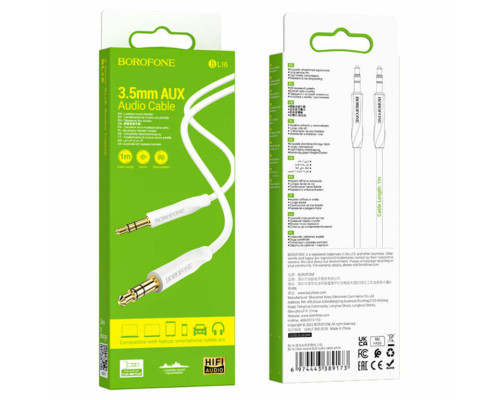 Аудiо-кабель BOROFONE BL16 Clear sound AUX audio cable White