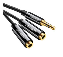 Аудіо кабель UGREEN AV134 3.5mm Male to 2 Female Audio Cable 20cm (Black) (UGR-20816)