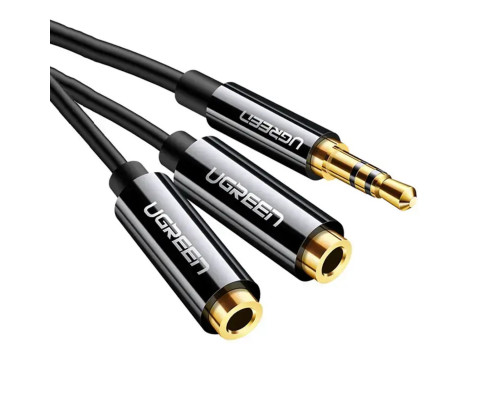 Аудіо кабель UGREEN AV134 3.5mm Male to 2 Female Audio Cable 20cm (Black) (UGR-20816)