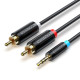 Кабель Vention 3.5MM Male to 2-Male RCA Adapter Cable 1.5M Black (BCLBG)