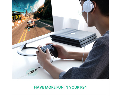 Аудіокабель UGREEN AV141 3.5mm male to 2 Female Audio Cable Aluminum Case Black (UGR-30619)