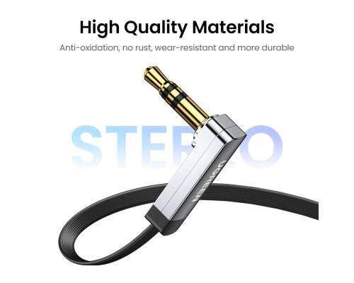 Аудіокабель UGREEN AV119 3.5mm Male to 3.5mm Male Straigth to angle flat Cable 3m Black (UGR-10728)