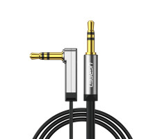 Аудіокабель UGREEN AV119 3.5mm Male to 3.5mm Male Straigth to angle flat Cable 3m Black (UGR-10728)
