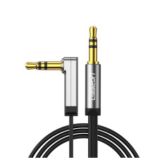 Аудіокабель UGREEN AV119 3.5mm Male to 3.5mm Male Straigth to angle flat Cable 3m Black (UGR-10728)