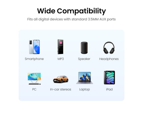 Аудіокабель UGREEN AV119 3.5mm Male to 3.5mm Male Straigth to angle flat Cable 3m Black (UGR-10728)