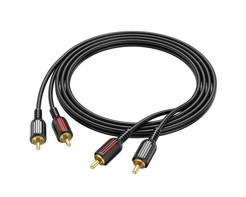 Аудiо-кабель BOROFONE BL13 2RCA red and white double lotus audio cable Black