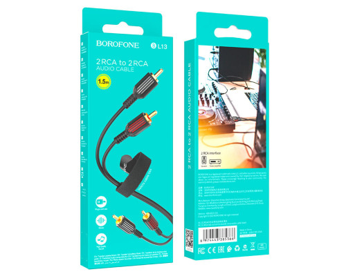 Аудiо-кабель BOROFONE BL13 2RCA red and white double lotus audio cable Black