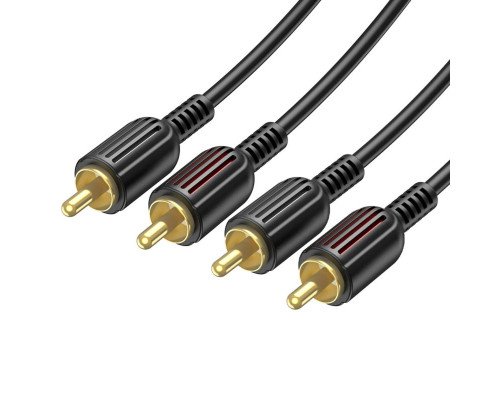 Аудiо-кабель BOROFONE BL13 2RCA red and white double lotus audio cable Black