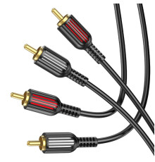 Аудiо-кабель BOROFONE BL13 2RCA red and white double lotus audio cable Black