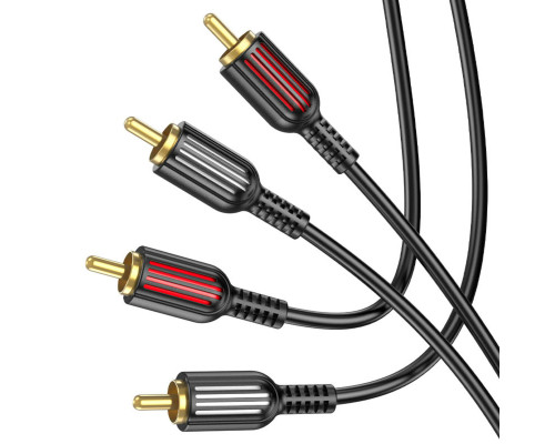 Аудiо-кабель BOROFONE BL13 2RCA red and white double lotus audio cable Black