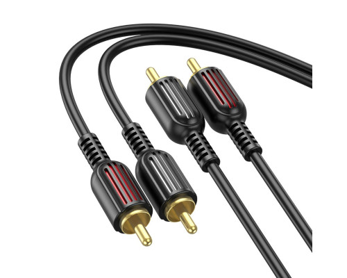 Аудiо-кабель BOROFONE BL13 2RCA red and white double lotus audio cable Black