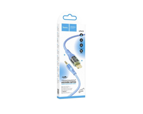 Аудiокабель HOCO UPA25 Transparent Discovery Edition Digital audio conversion cable iP Blue