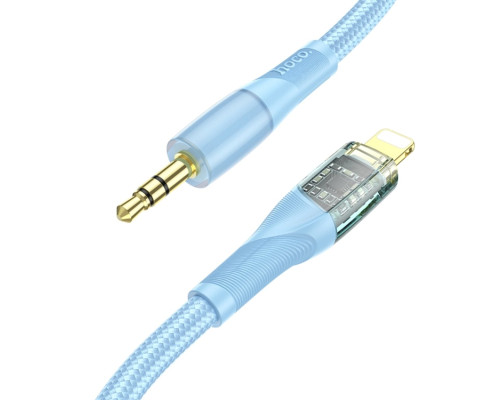 Аудiокабель HOCO UPA25 Transparent Discovery Edition Digital audio conversion cable iP Blue