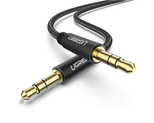 Аудіо кабель UGREEN AV112 3.5mm Male to 3.5mm Male Cable Gold Plated Metal Case with Braid 2m (Black) (UGR-50363)