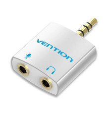 Адаптер Vention 4 Pole 3.5mm Male to 2*3.5mm Female Audio Adapter Silvery Metal Type (BDBW0)