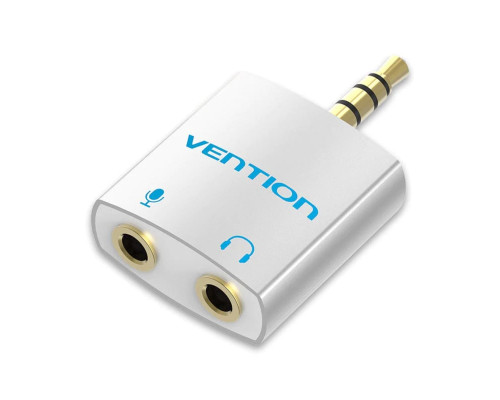 Адаптер Vention 4 Pole 3.5mm Male to 2*3.5mm Female Audio Adapter Silvery Metal Type (BDBW0)