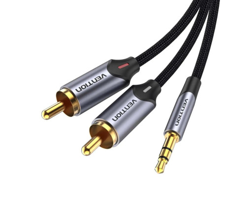 Кабель Vention 3.5MM Male to 2-Male RCA Adapter Cable 10M Gray Aluminum Alloy Type (BCNBL)