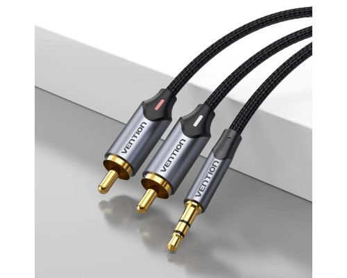 Кабель Vention 3.5MM Male to 2-Male RCA Adapter Cable 10M Gray Aluminum Alloy Type (BCNBL)