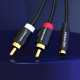 Кабель Vention 3.5mm Female to 2RCA Male Audio Cable 2M Black Metal Type (VAB-R01-B200)