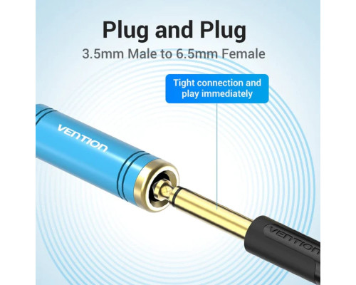 Адаптер Vention 3.5mm Male to 6.35mm Female Audio Adapter Blue Aluminum Alloy Type (VAB-S04-L)