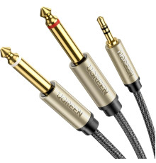 Аудіо кабель UGREEN 3.5mm TRS to Dual 6.35mm TS Audio Cable 1m (Gray) (UGR-10613)