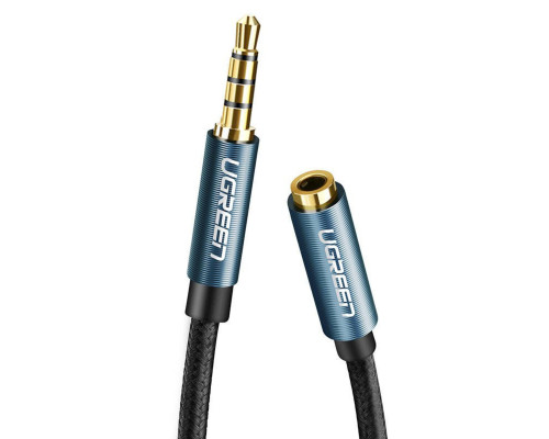 Аудіокабель UGREEN AV118 3.5mm Male to 3.5mm Female Extension Braid 2m Black (UGR-40675)