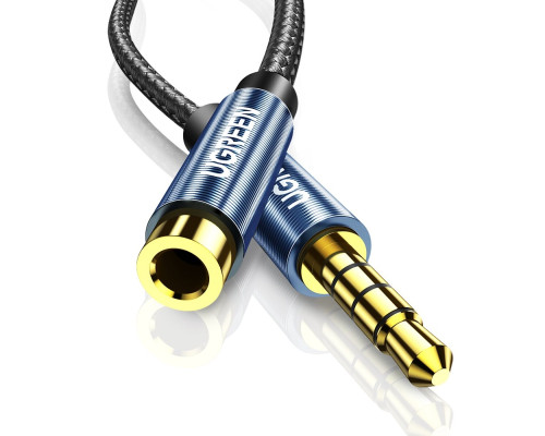 Аудіокабель UGREEN AV118 3.5mm Male to 3.5mm Female Extension Braid 2m Black (UGR-40675)