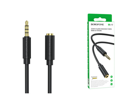 Аудiо-кабель BOROFONE BL12 3.5 audio extension cable male to female 2m Black