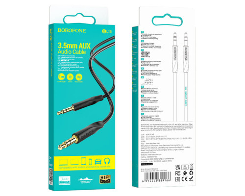 Аудiо-кабель BOROFONE BL16 Clear sound AUX audio cable Black