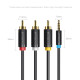 Кабель Vention 3.5mm Male to 3RCA Male AV Cable 1.5M Black (BCBBG)