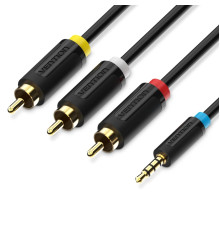 Кабель Vention 3.5mm Male to 3RCA Male AV Cable 1.5M Black (BCBBG)