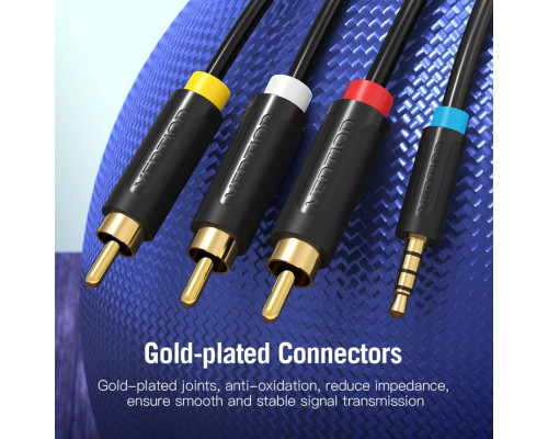 Кабель Vention 3.5mm Male to 3RCA Male AV Cable 1.5M Black (BCBBG)