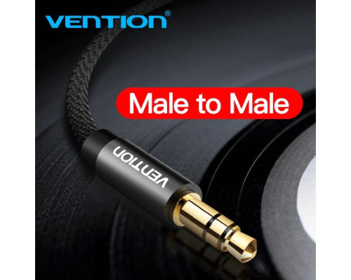 Кабель Vention Fabric Braided 3.5mm Male to Male Audio Cable 0.5M Black Metal Type (BAGBD)