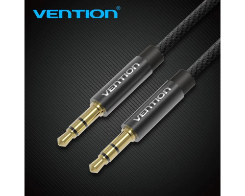 Кабель Vention Fabric Braided 3.5mm Male to Male Audio Cable 0.5M Black Metal Type (BAGBD)