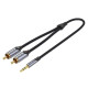 Кабель Vention 3.5MM Male to 2-Male RCA Adapter Cable 2M Gray Aluminum Alloy Type (BCNBH)