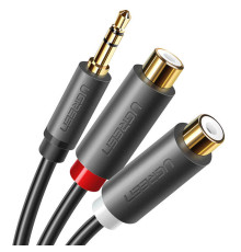 Аудіо кабель UGREEN AV109 3.5mm Male to 2RCA Female Cable 25cm (Gray)(UGR-10547)