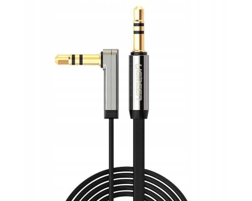 Аудіокабель UGREEN AV119 3.5mm Male to 3.5mm Male Straight to angle flat Cable 1m (Black)(UGR-10597) (UGR-10597)