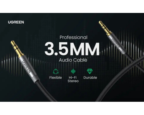 Аудіо кабель UGREEN AV150 3.5mm Metal Connector Alu Case Braided Audio Cable 2m(UGR-70899)