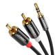 Аудіокабель UGREEN AV116 3.5mm Male to 2RCA Male Cable 1m Black (UGR-10749)