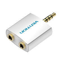 Адаптер Vention 4 Pole 3.5mm Male to 2*3.5mm Female Audio Adapter Silvery Metal Type (BDAW0)