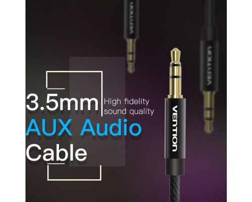 Кабель Vention Fabric Braided 3.5mm Male to Male Audio Cable 3M Black Metal Type (BAGBI)