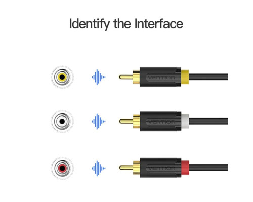 Кабель Vention 3RCA Male to 3RCA Male Cable 2M Black (BCABH)