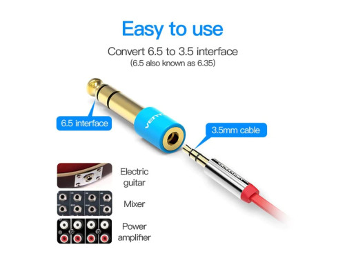 Адаптер Vention 6.35mm Male to 3.5mm Female Audio Adapter Blue Aluminum Alloy Type (VAB-S01-L) (VAB-S01-L)