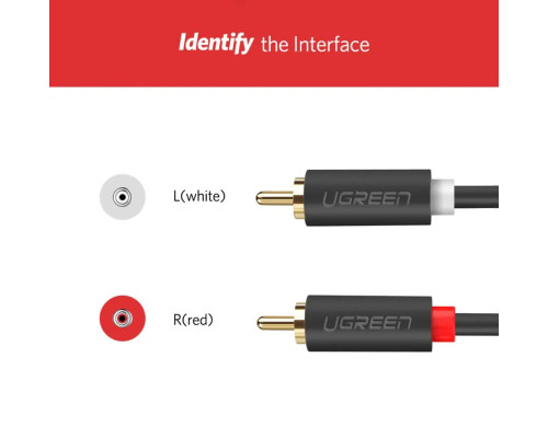 Аудіо кабель UGREEN AV104 2RCA Male to 2RCA Male Cable 1m (Black)(UGR-30747) (UGR-30747)